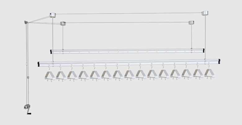 郁金香T605D 閃銀 動滑輪手搖晾衣架