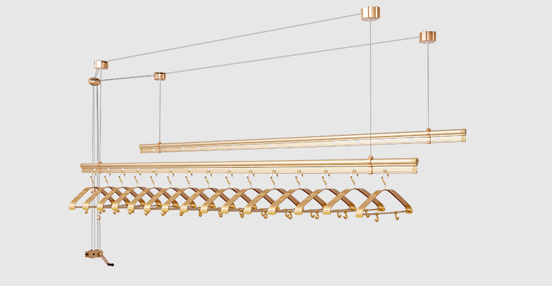 郁金香T606D 金色 動(dòng)滑輪手搖晾衣架
