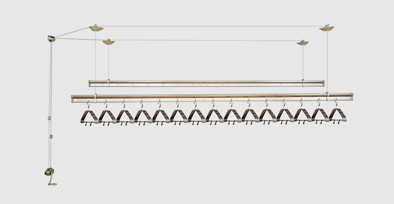 郁金香T622D 香檳色 動滑輪手搖晾衣架