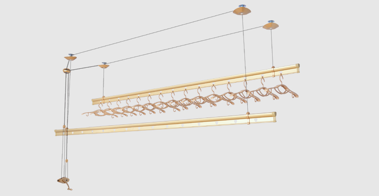 郁金香T626D 金色 動滑輪手搖晾衣架